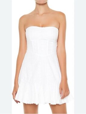 NWT Forever 21 White Strapless Eyelet Corset Mini Dress
